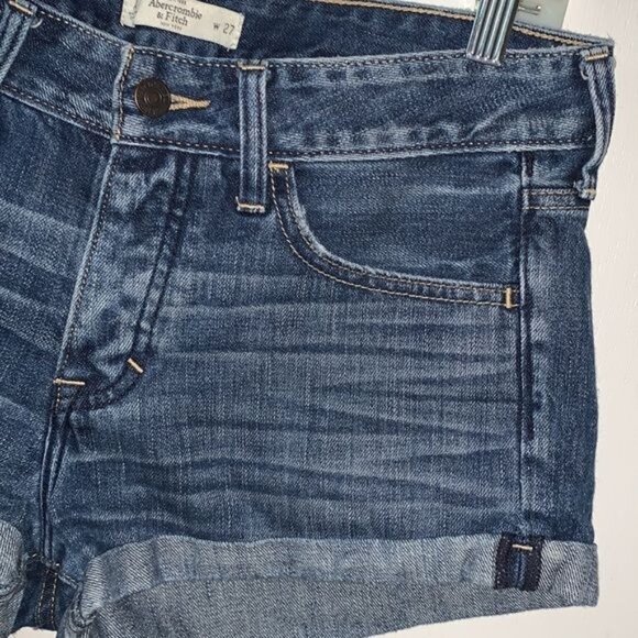 Abercrombie & Fitch Womens Denim Cuffed Shorts Size 4 W27 - Picture 3 of 9
